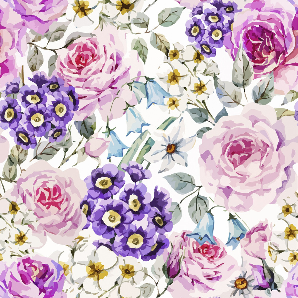 Dzianina drukowana cyfrowo - wzor kwiatowy