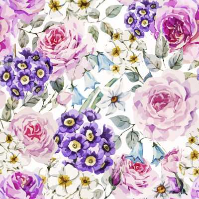 Dzianina drukowana cyfrowo - wzor kwiatowy