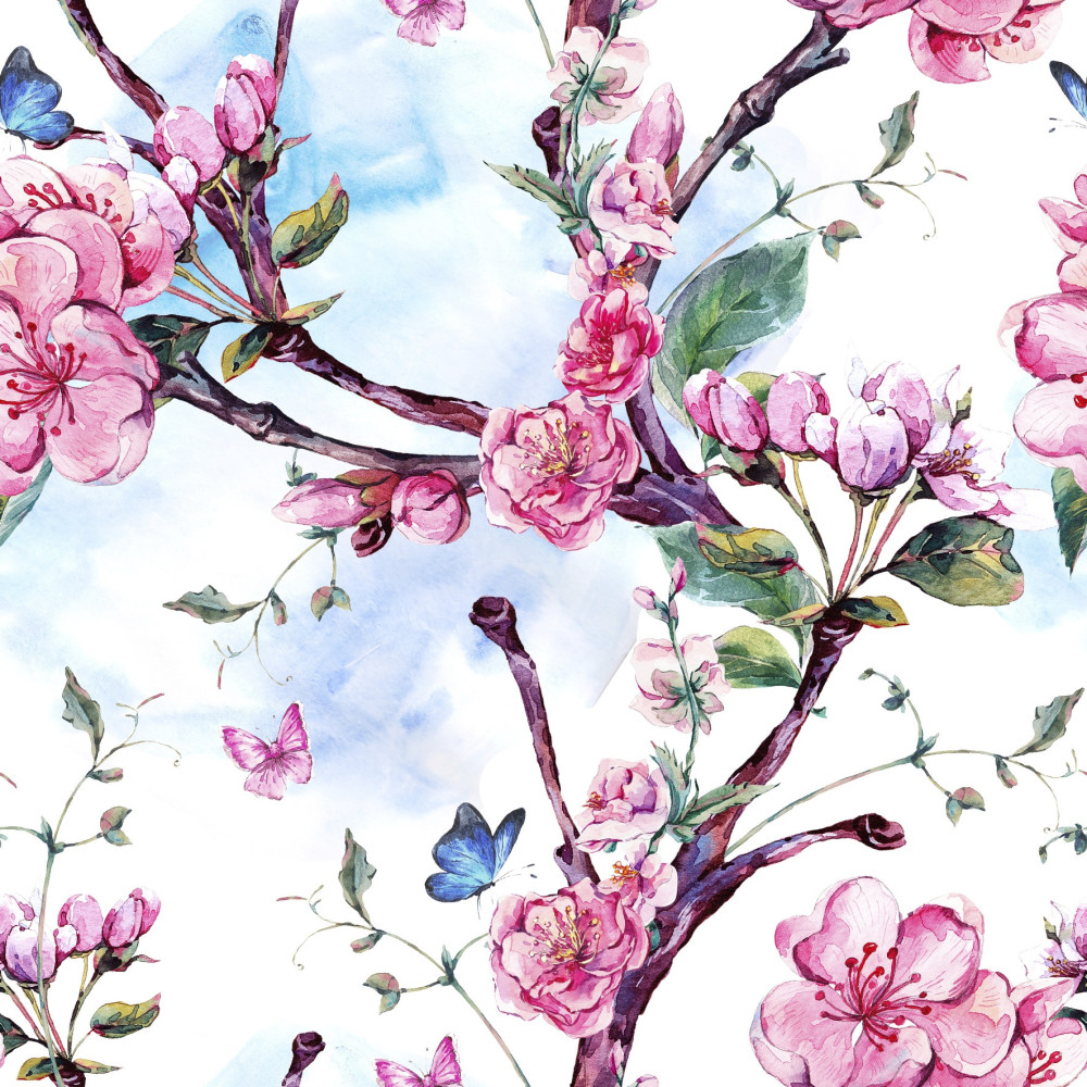 Dzianina drukowana cyfrowo - wzor kwiatowy