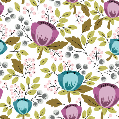 Dzianina drukowana cyfrowo - wzor kwiatowy